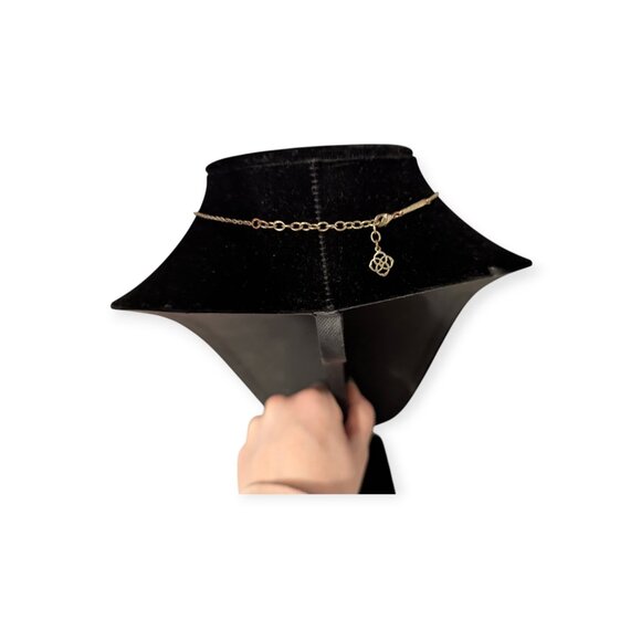 Kendra Scott Signed White Sparkly Oval Gem with Gold Tone Chain Necklace - Picture 5 of 13